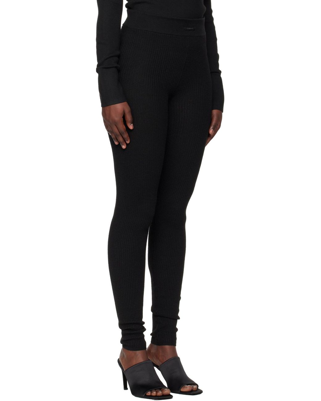 Fear Of God Black Skinny Cut Waffle Knit Leggings