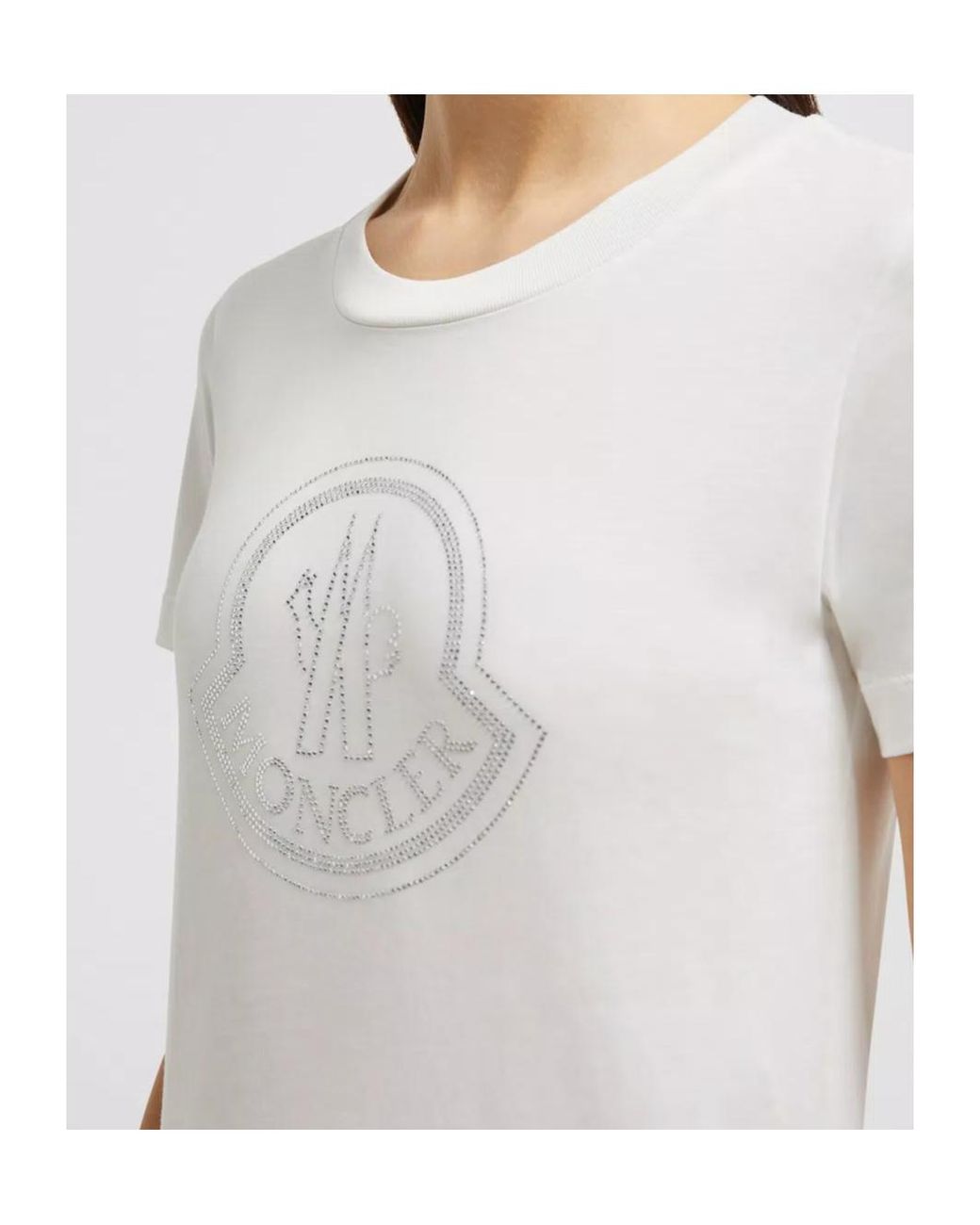 Moncler White Logo Embellished Crewneck T-Shirt