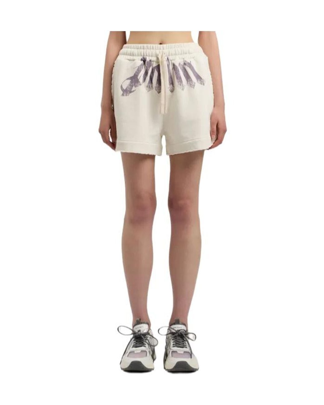 Palm Angels White Big Waist Logo Sweatshorts