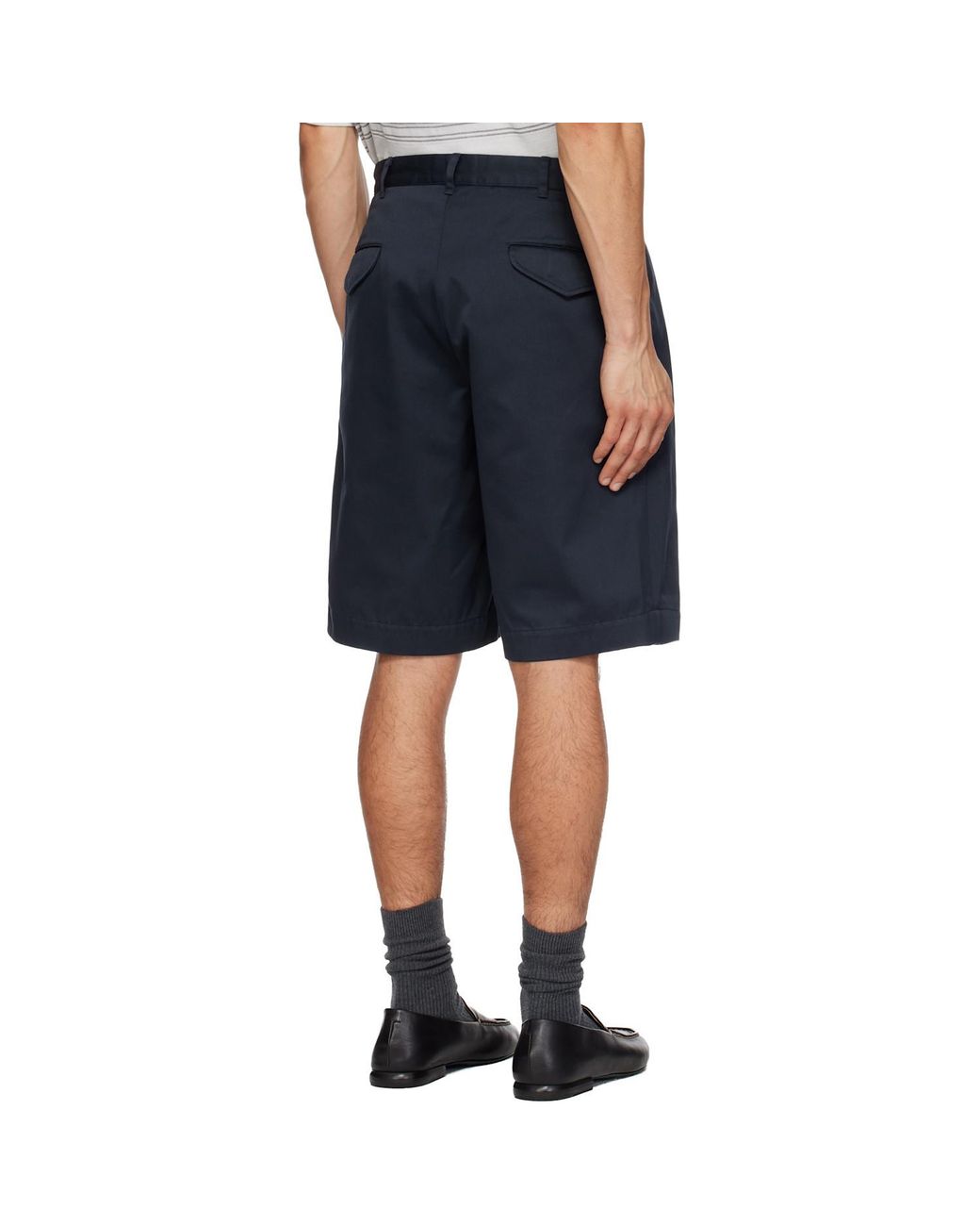 Nanamica Blue Double-Pleated Shorts for men