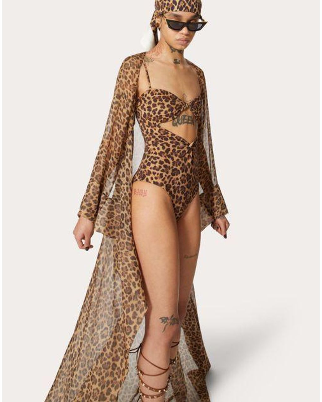 Valentino Natural Leopard Print Long Blouse