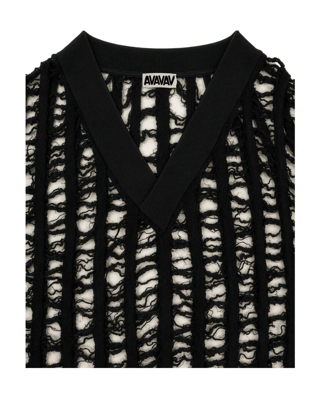 AVAVAV Black Openwork Knit Sweater for men