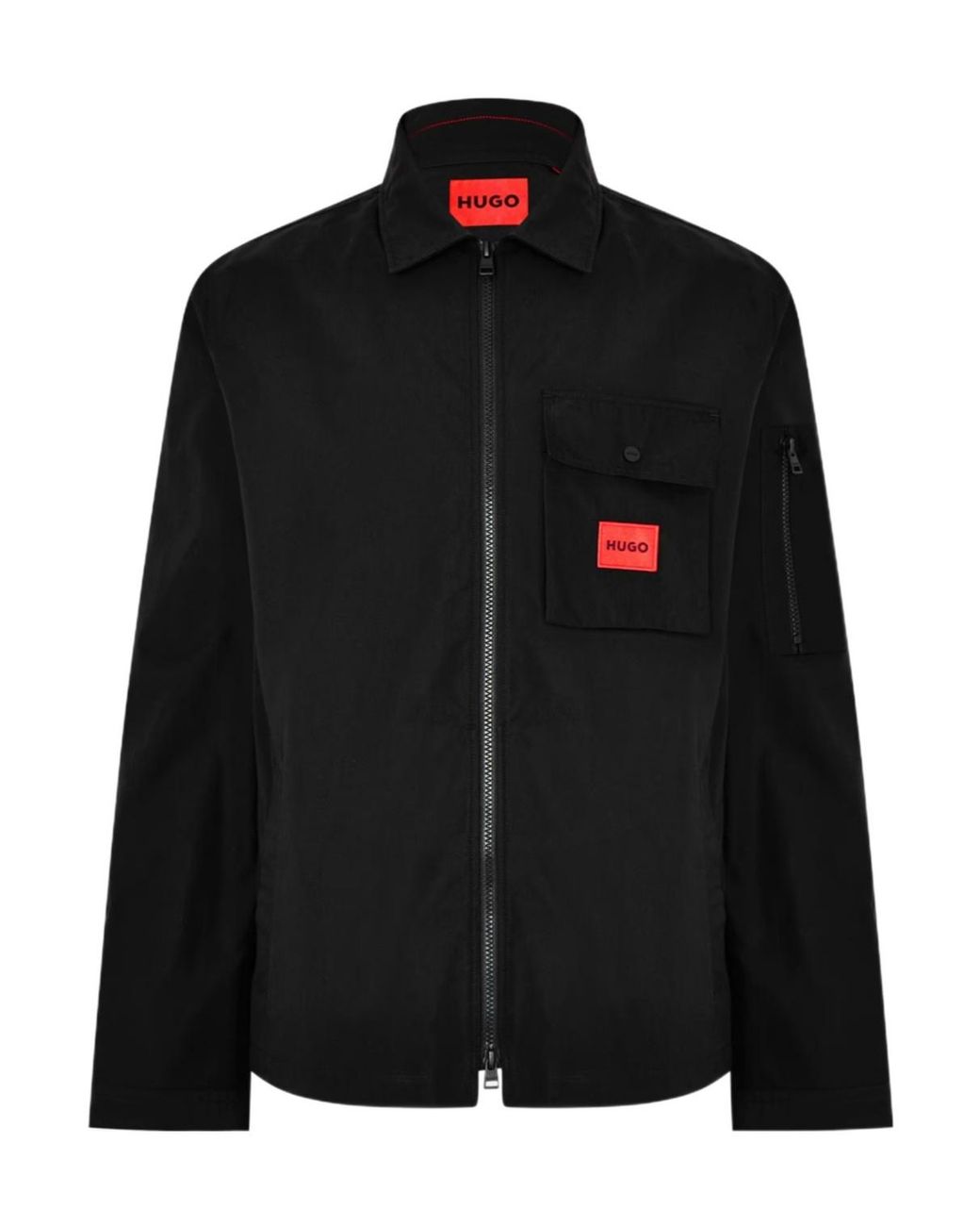 Boss Blue Hugo Emmond Cotton Long Sleeve Zip Overshirt for men
