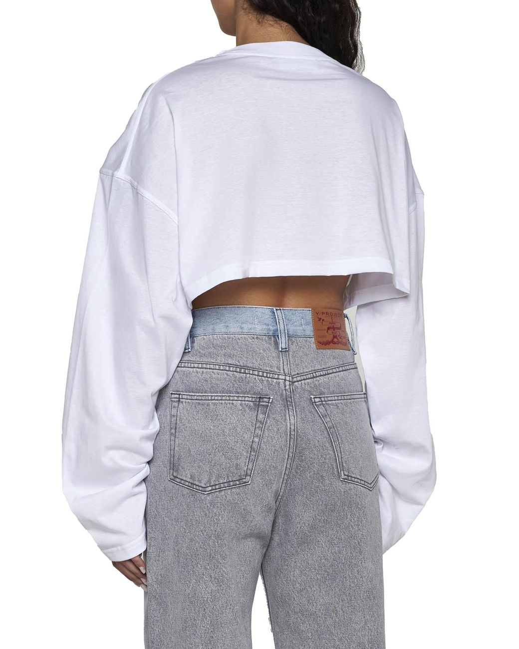 Y. Project Black Logo Detailed Cropped Top