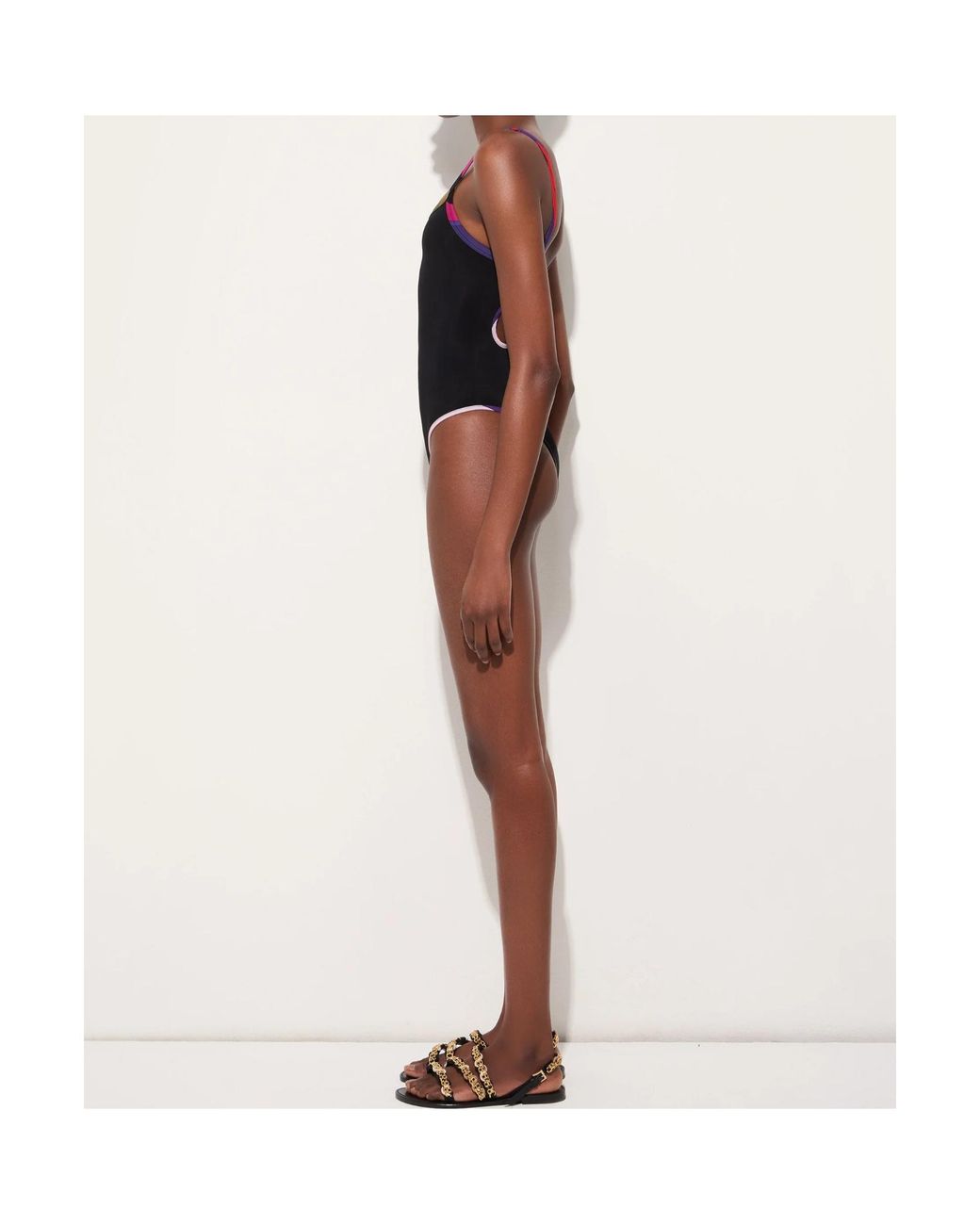 Emilio Pucci Black Pucci Printed Trim Swimsuit