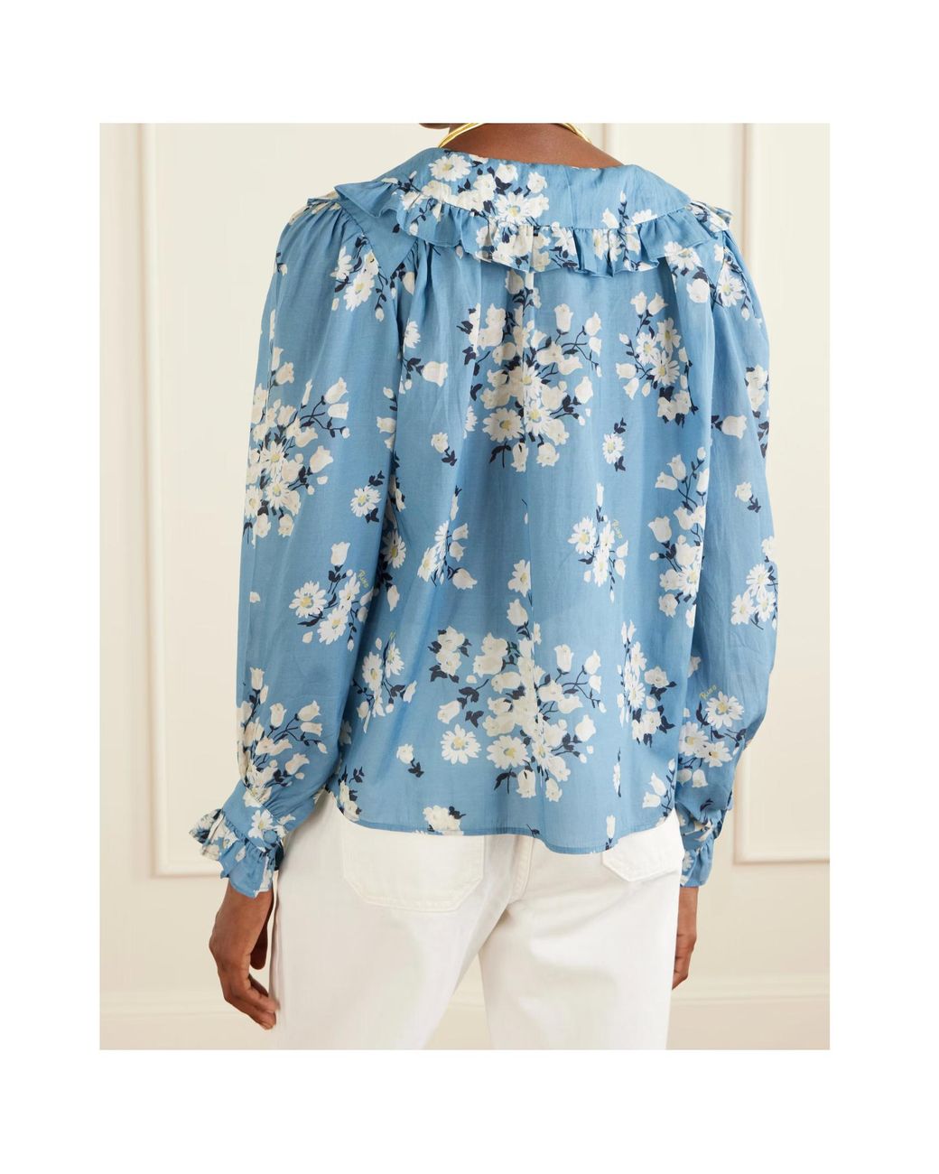 Rixo Blue Ruffled Shirt