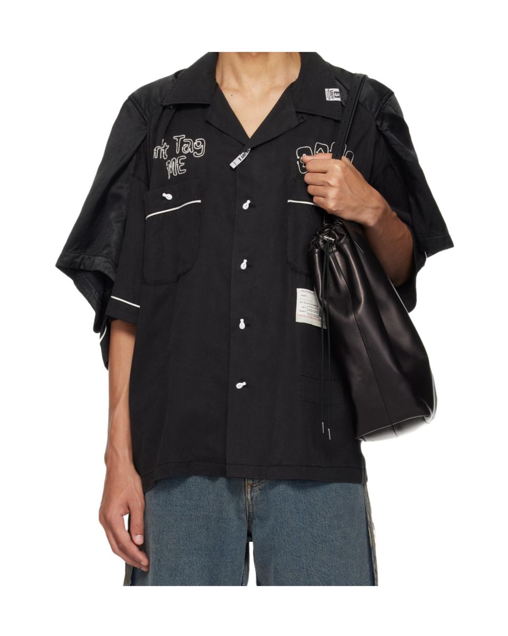 Maison Mihara Yasuhiro Black Wide Sleeve Bowling Shirt for men