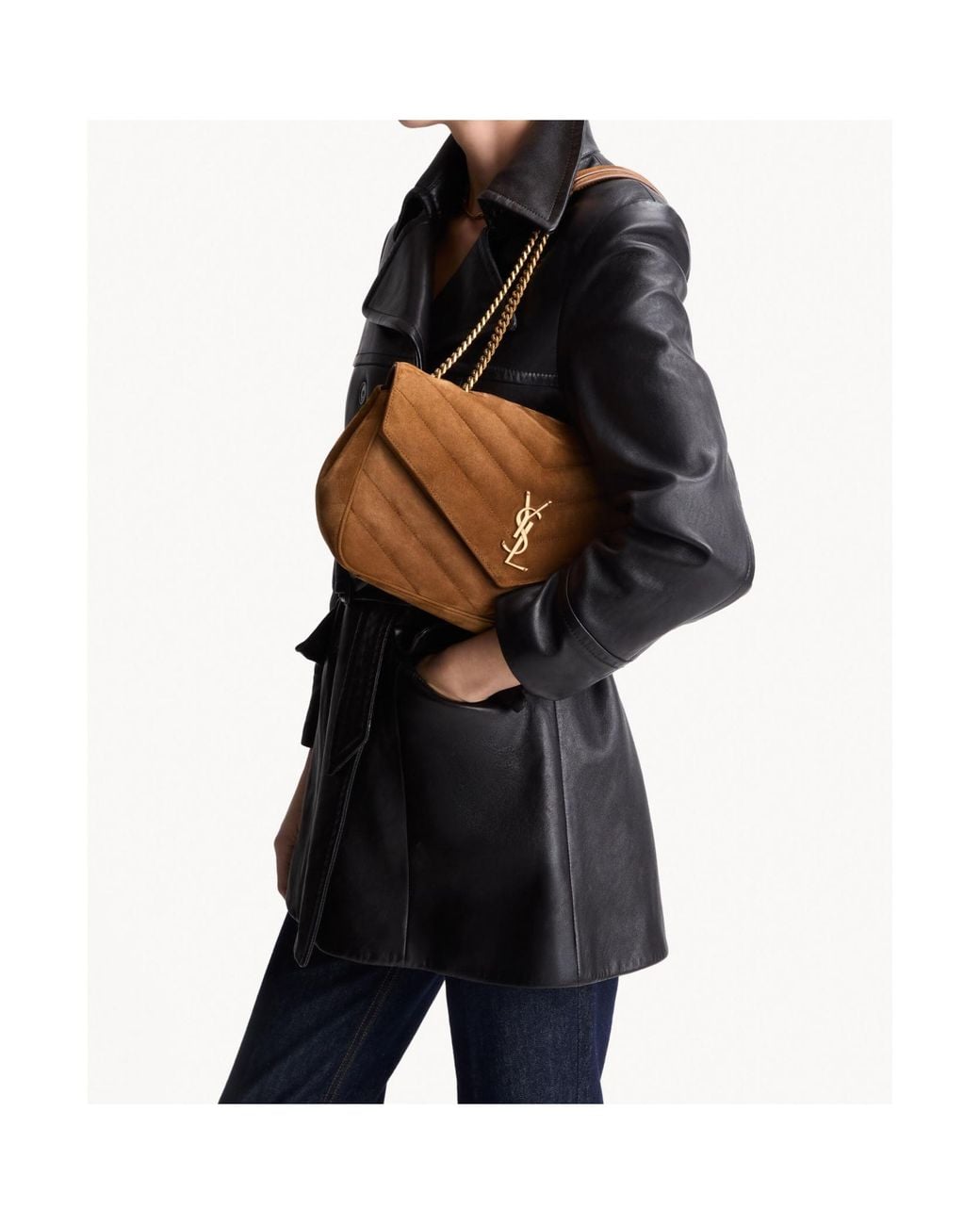 Saint Laurent Brown Loulou Medium Shoulder Bag