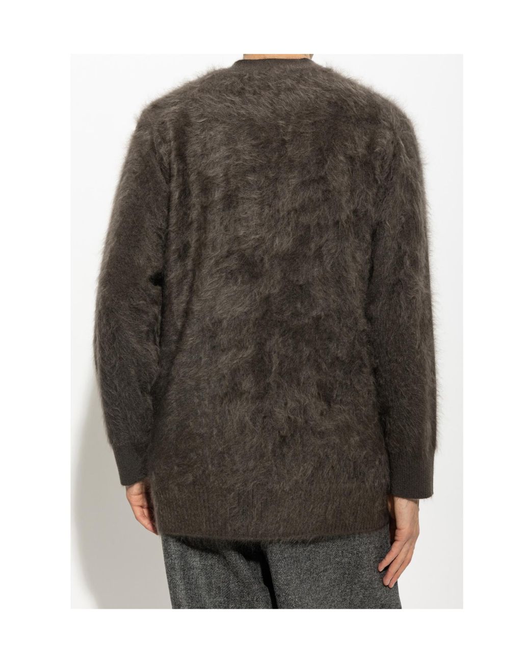 Lisa Yang Gray Devean Brushed Knit Cardigan for men