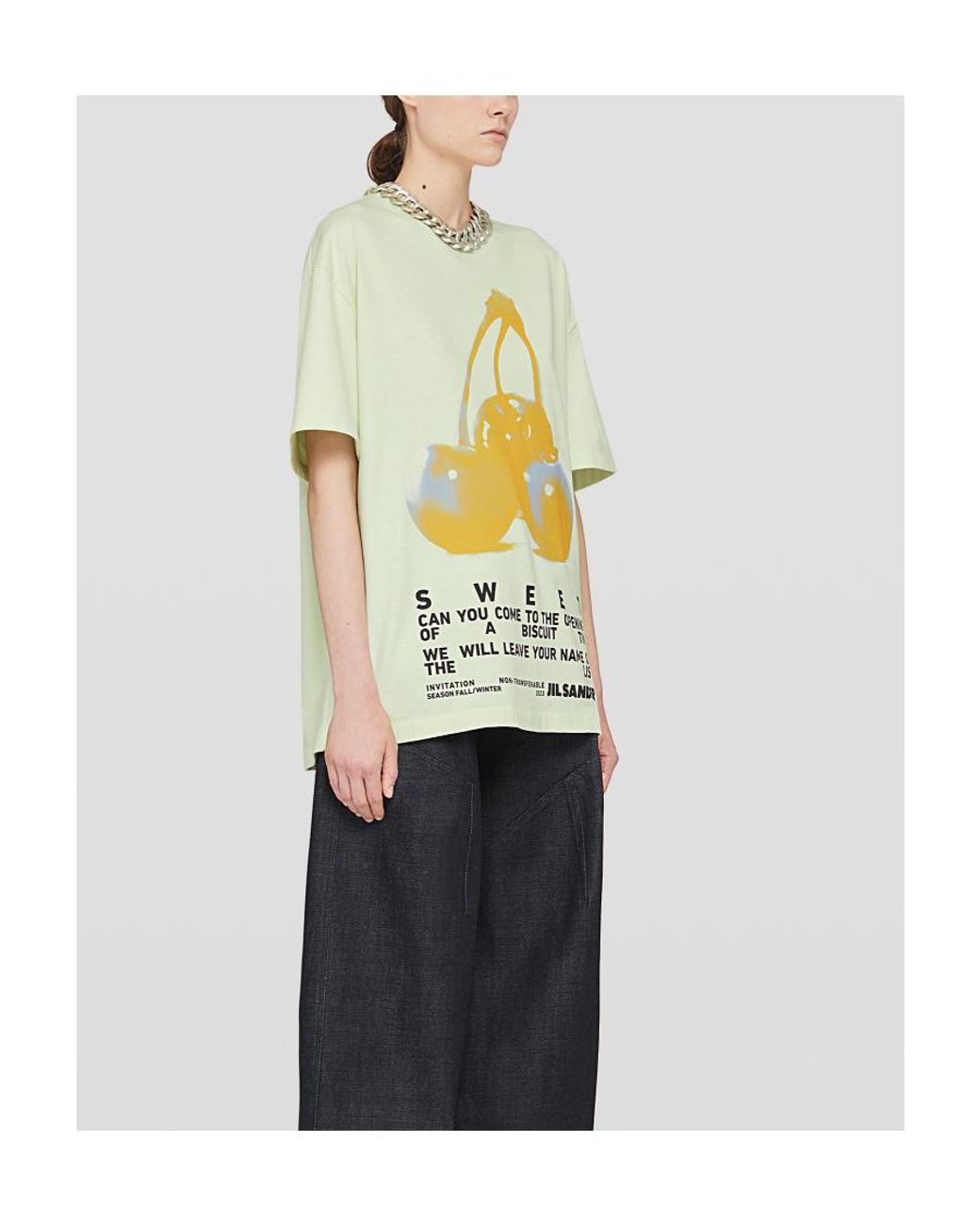 Jil Sander White Graphic Printed Oversize T-Shirt