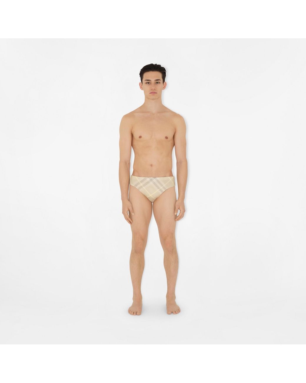 Burberry Natural Vintage Checkered Elasticated Waist Swim Trunks for men