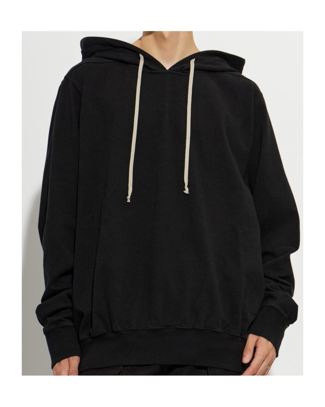 Rick Owens Black Oversized Drawstring Hoodie for men