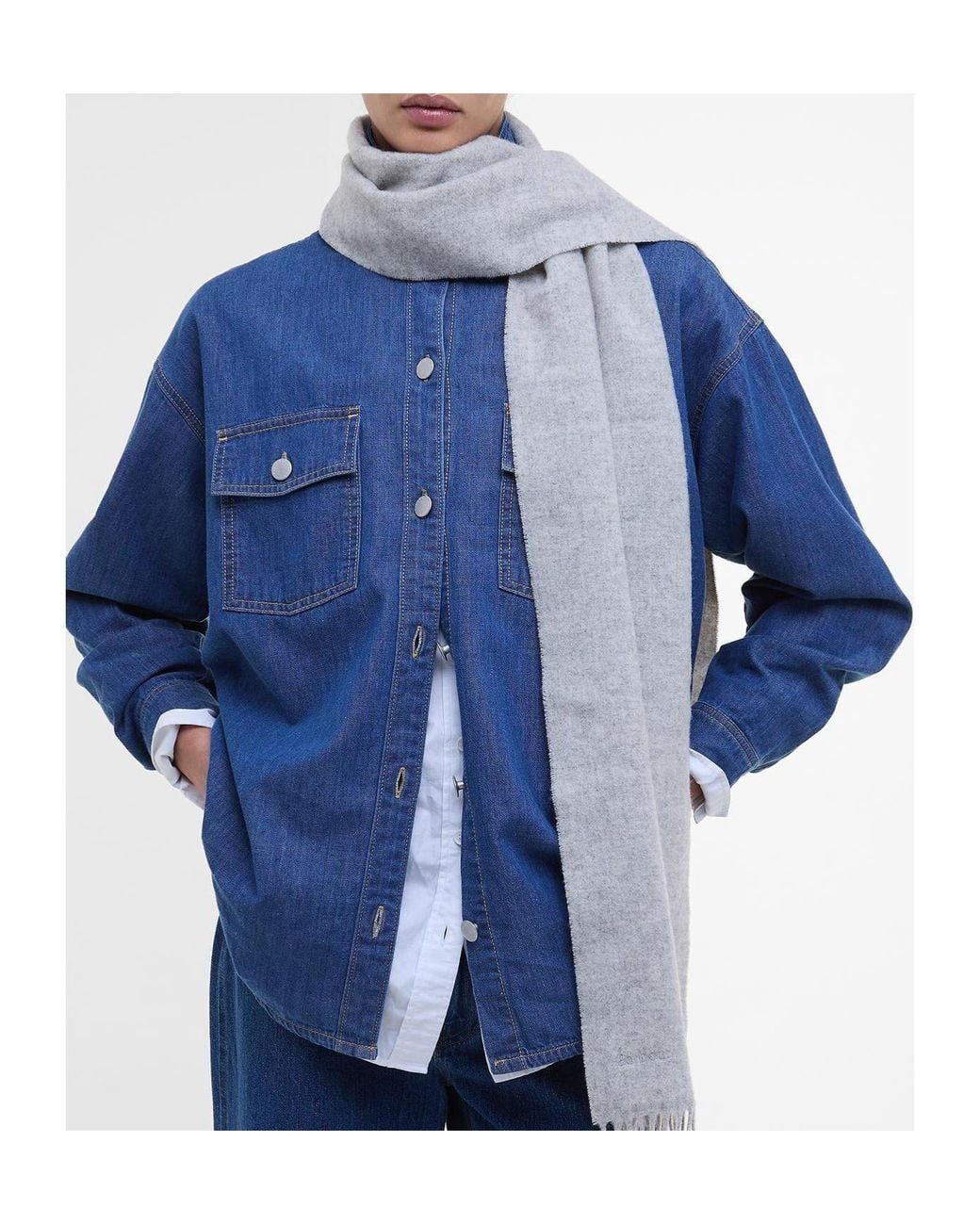 Barbour Gray Wool Scarf