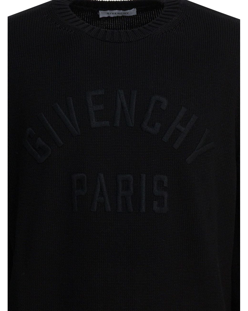 Givenchy Black Logo Embossed Ribbed Hem Sweater for men