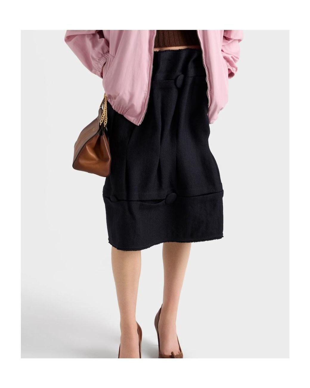 Prada Black Chevron Midi Skirt