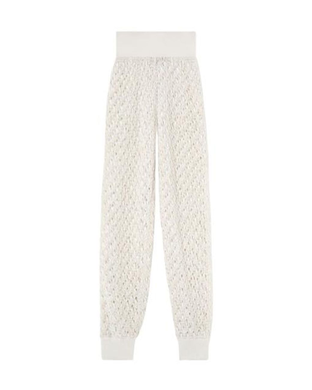 Loro Piana White Aida Openwork Knit Trousers