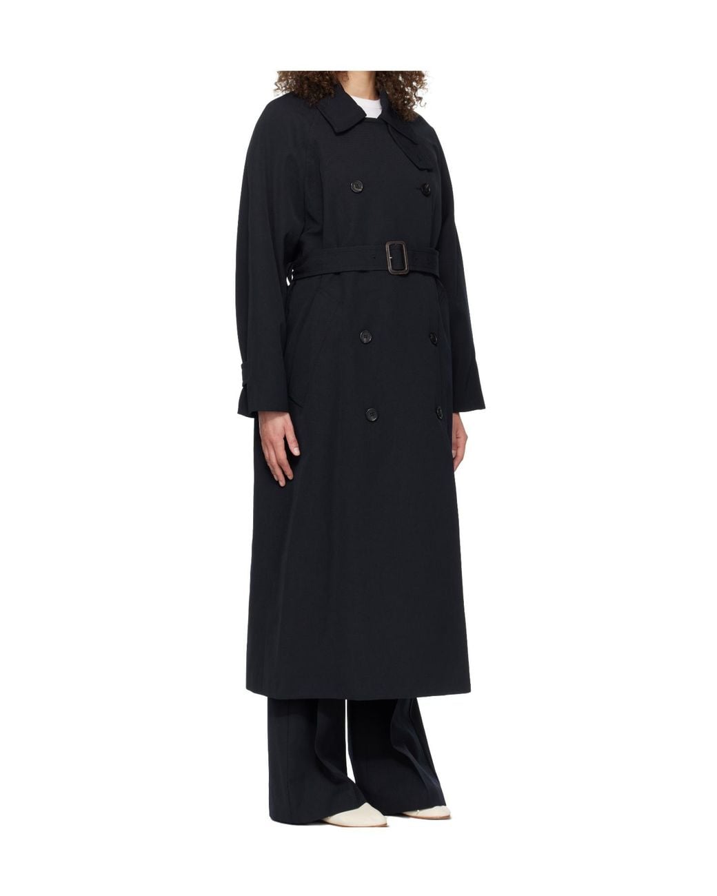 A.P.C. Black Belted Double-Breasted Trench Coat