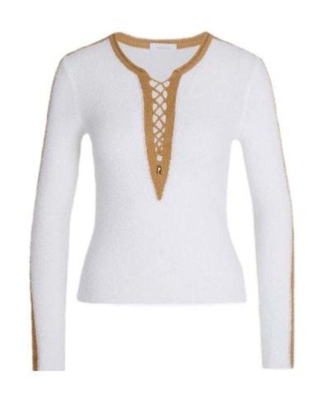 Rabanne White Cut-Out V-Neck Knitted Jumper