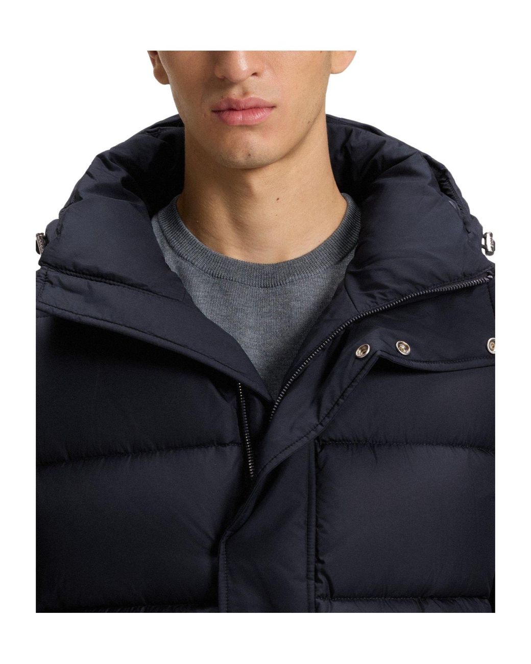 Boss Blue Solid Color Down Jacket for men