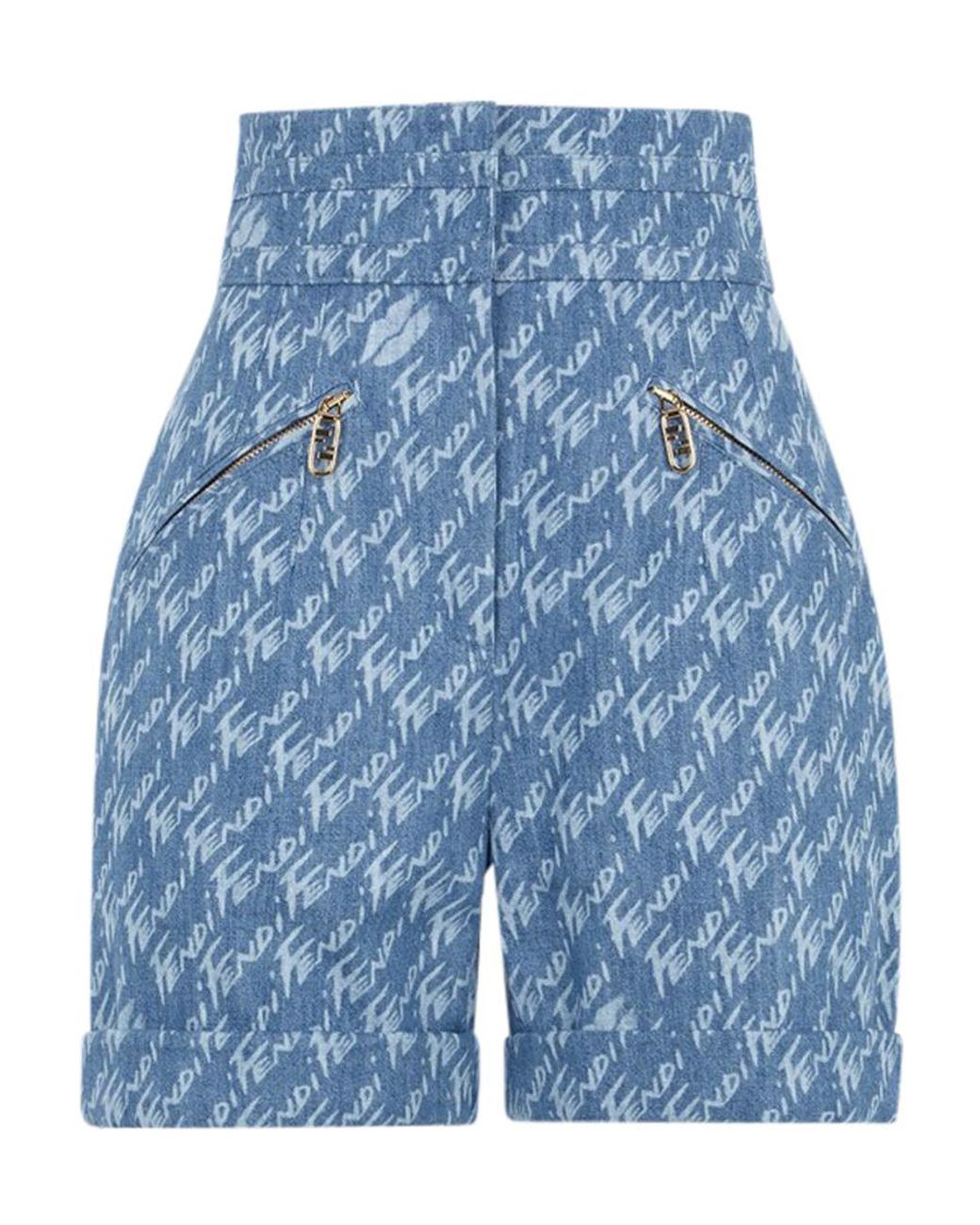 Fendi Blue Light Chambray Shorts