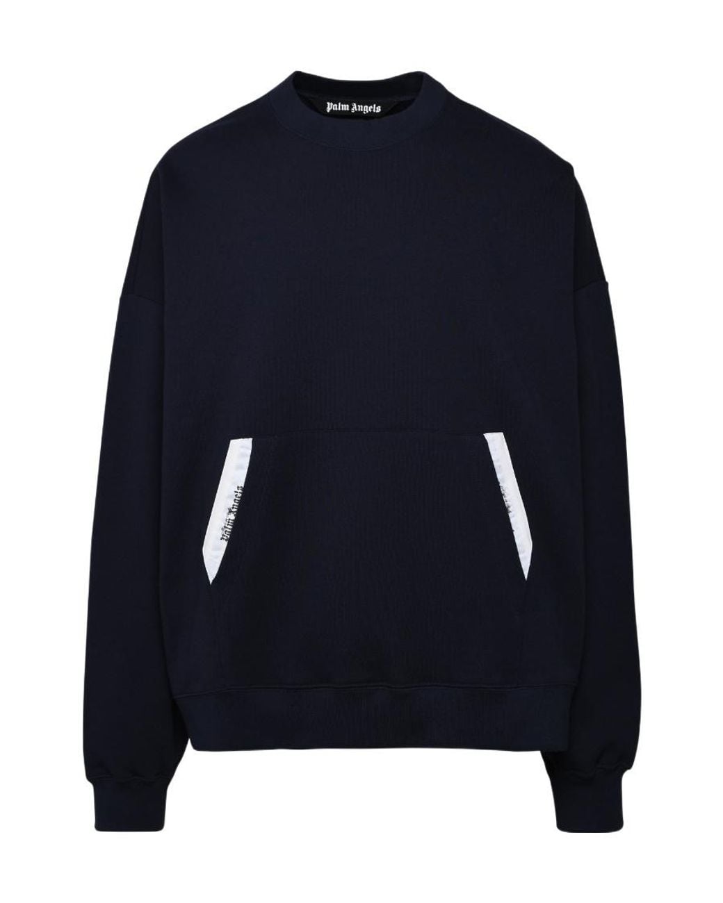 Palm Angels Blue Logo Detailed Crewneck Sweatshirt for men