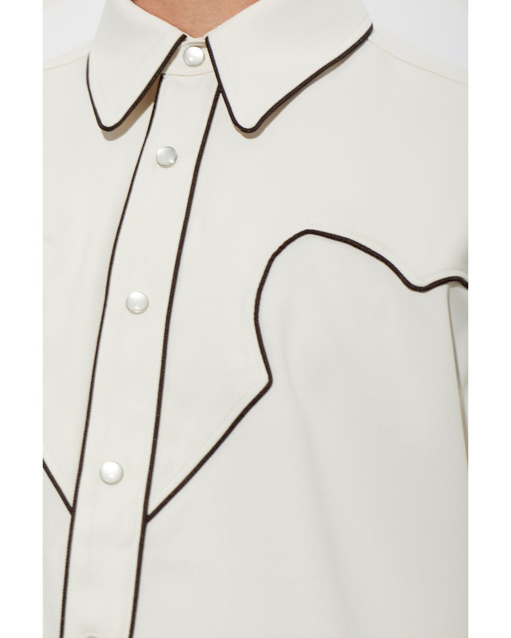 Amiri White Contrast Piped Western Shirt for men