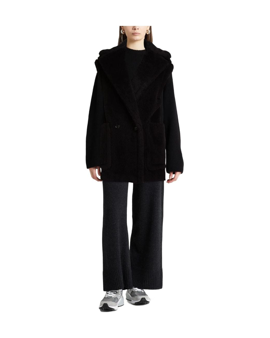 Max Mara Black Sleeveless Teddy Coat