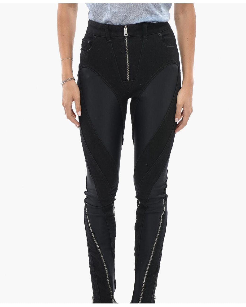 Mugglor Mugler Straight-Leg Trousers With Ankle Zip in Black | Lyst