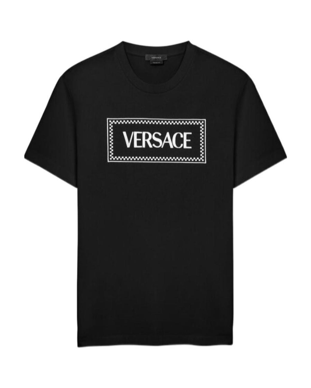 Versace Black Logo Printed Crewneck T-Shirt for men