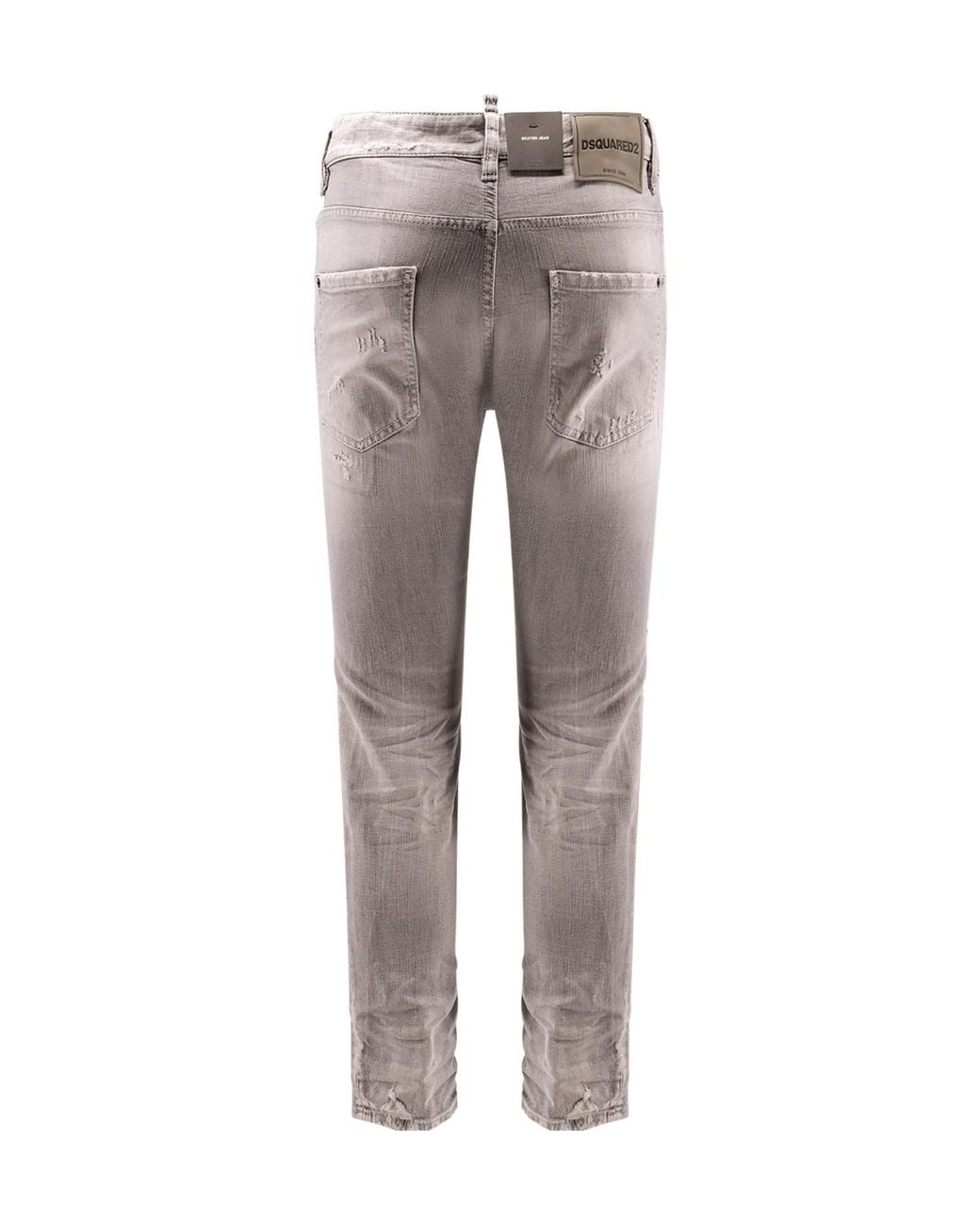 DSquared² Gray Low-Rise Distressed Jeans for men