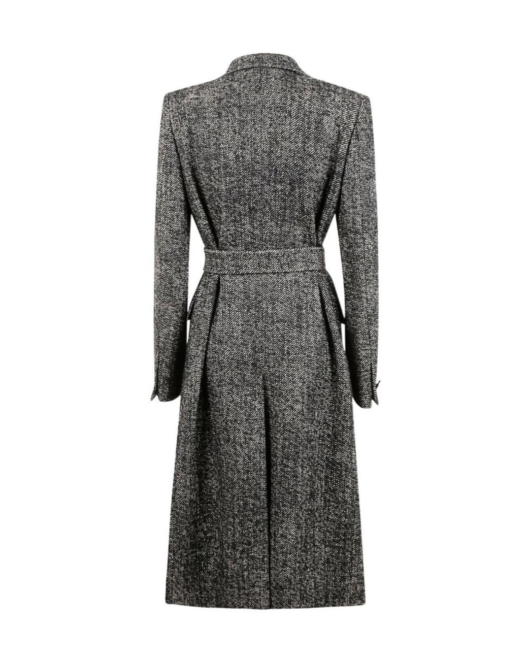 Tagliatore Black Double-Breasted Belted Coat