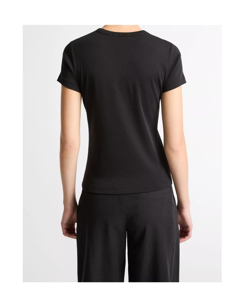 Vince Black Ribbed Crew-Neck T-Shirt