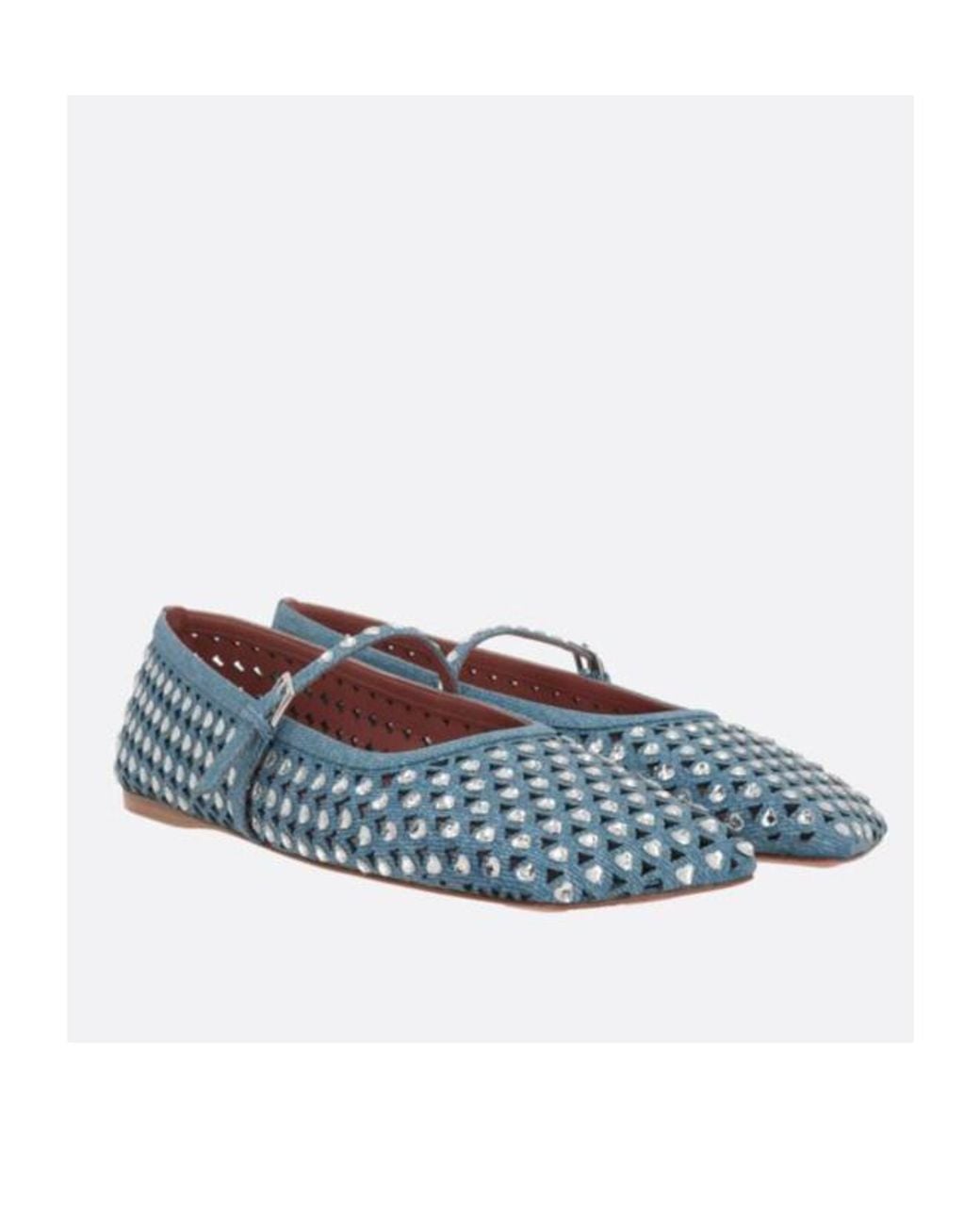 AMINA MUADDI Blue Square-Toed Ballet Shoes