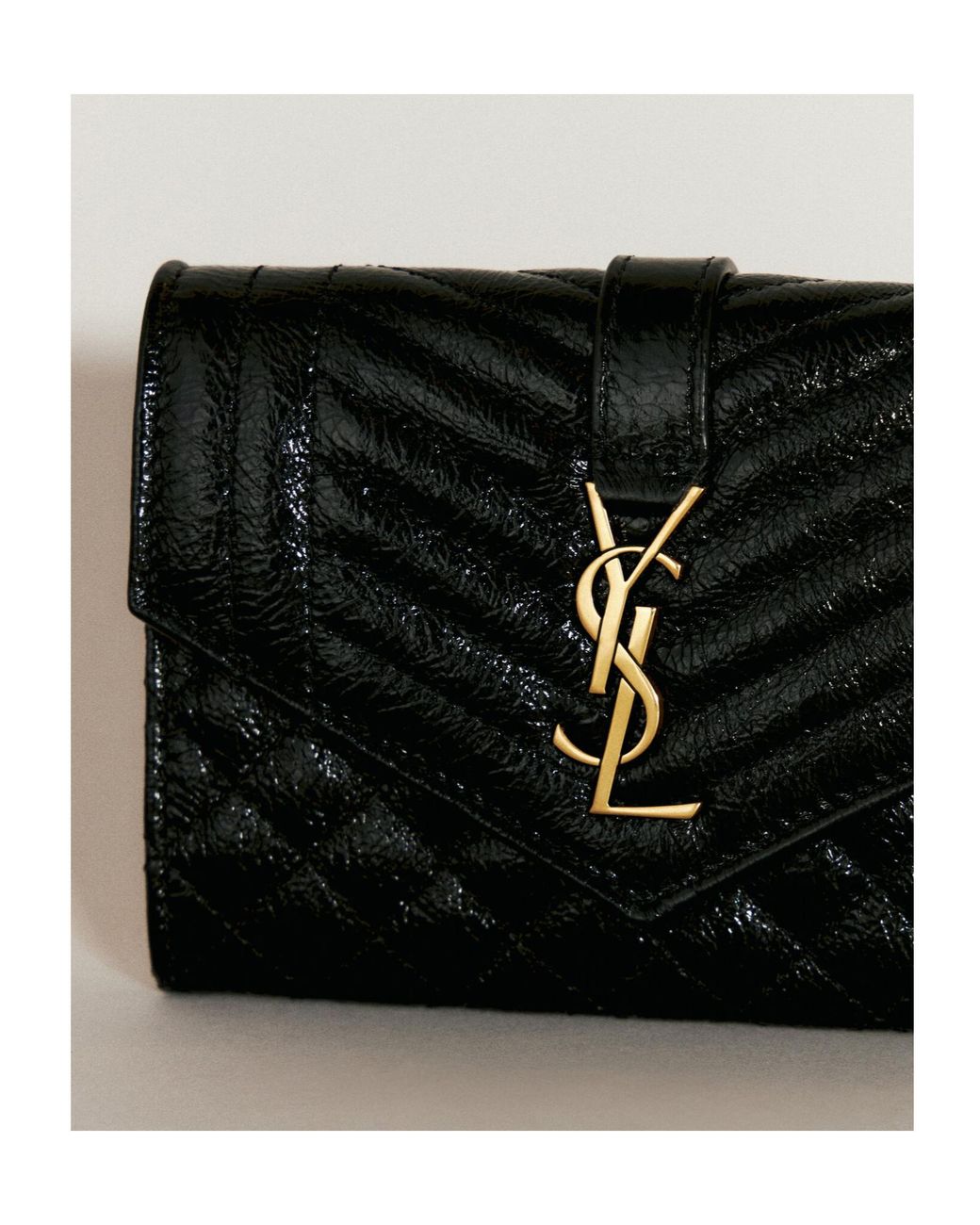 Saint Laurent Black Envelope Matelassé Small Wallet