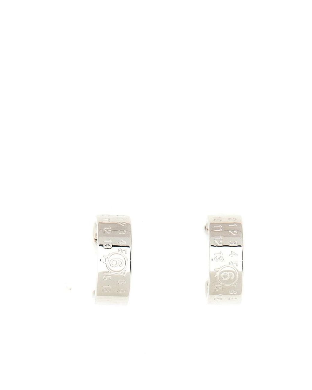 MM6 by Maison Margiela White Logo Engraved Hoop Earrings