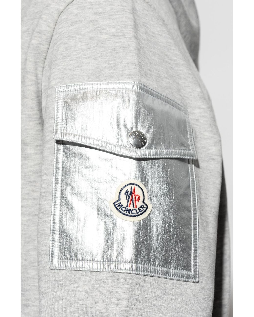 Moncler Gray Embossed Logo Hoodie for men