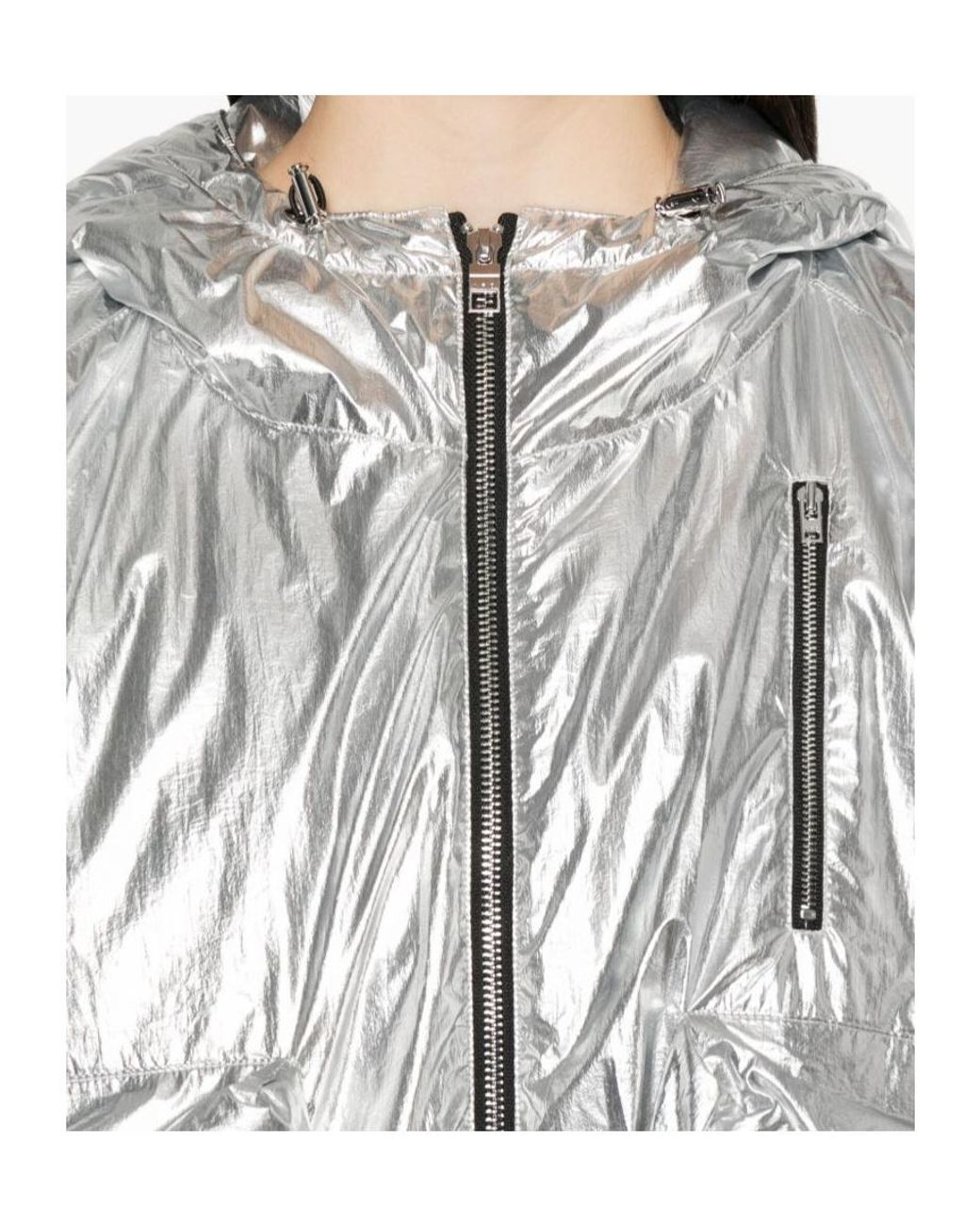 IRO Gray Metallic Hooded Jacket