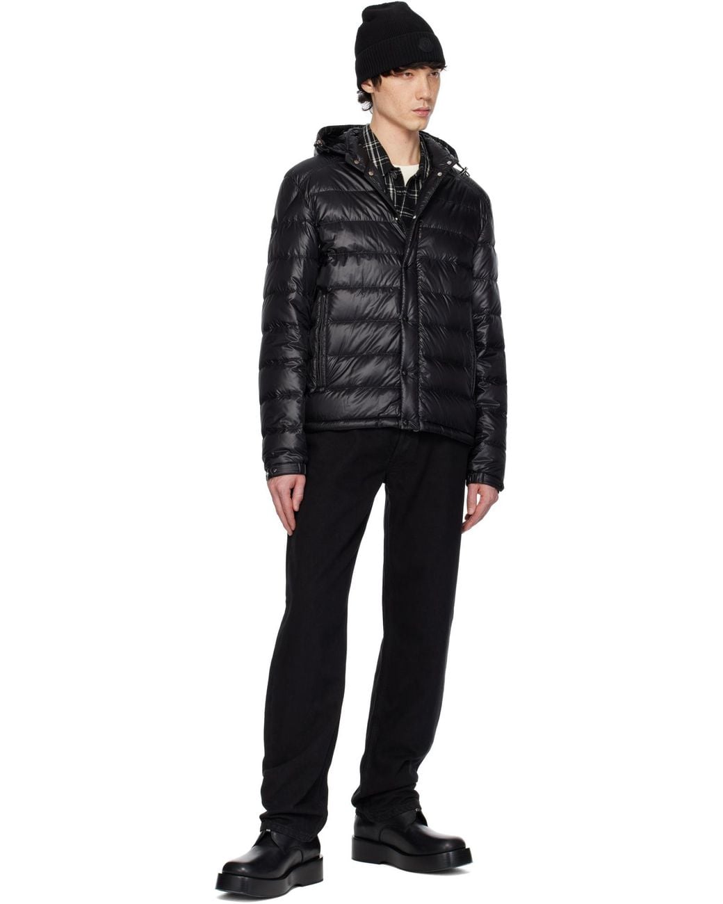 Moncler Black Gliere Logo Patch Padded Jacket for men