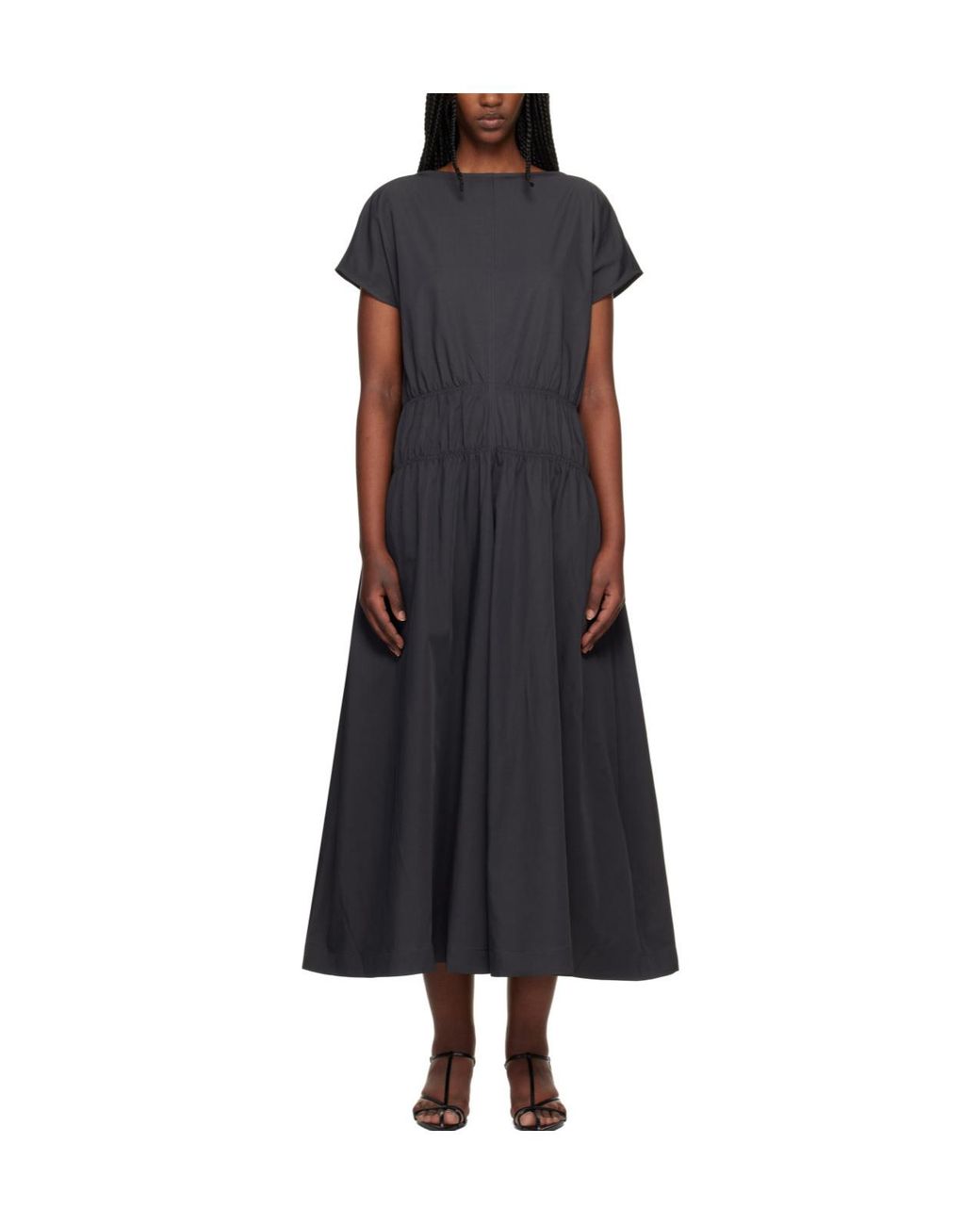 Studio Nicholson Black Simos Ruched Waist Dress