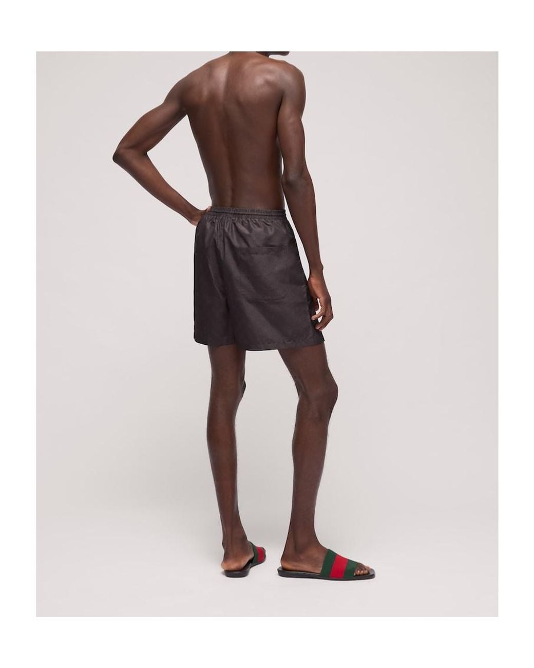 Gucci Gray Printed Poplin Swim Shorts for men