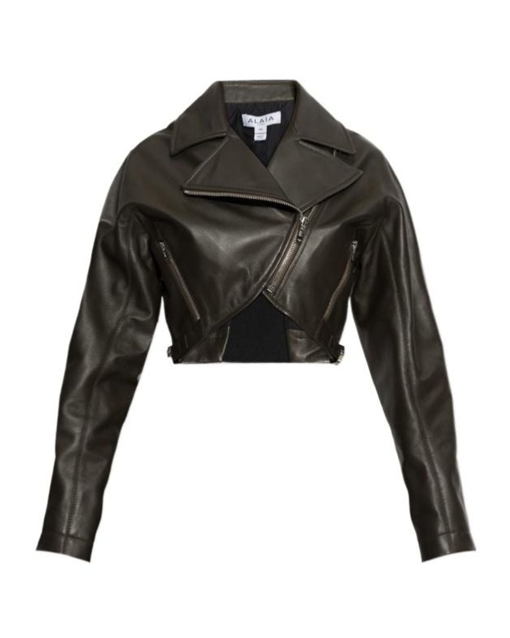 Alaïa Black Alaïa Zip-Detailed Cropped Biker Jacket