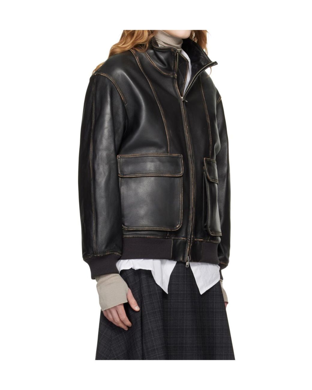 DUNST Black Long-Sleeved Leather Jacket for men