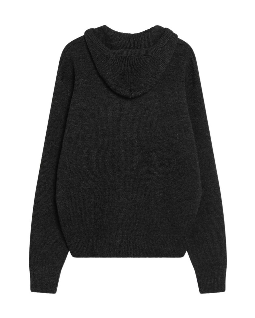 Lemaire Black Long-Sleeved Knitted Hoodie for men