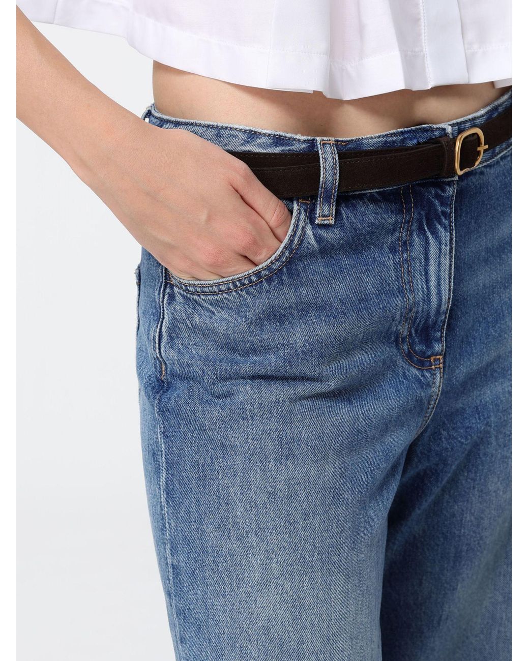 Elisabetta Franchi Blue Belt Logo Jeans