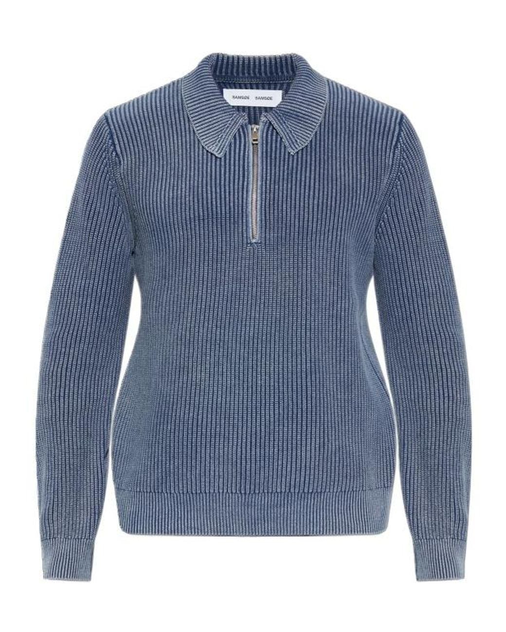 Samsøe & Samsøe Blue Samsøe Samsøe Saearl Zip Polo Knitted Sweater for men