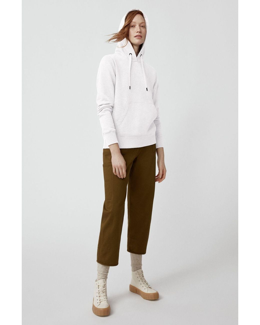 Canada Goose White Logo-Patch Cotton Hoodie