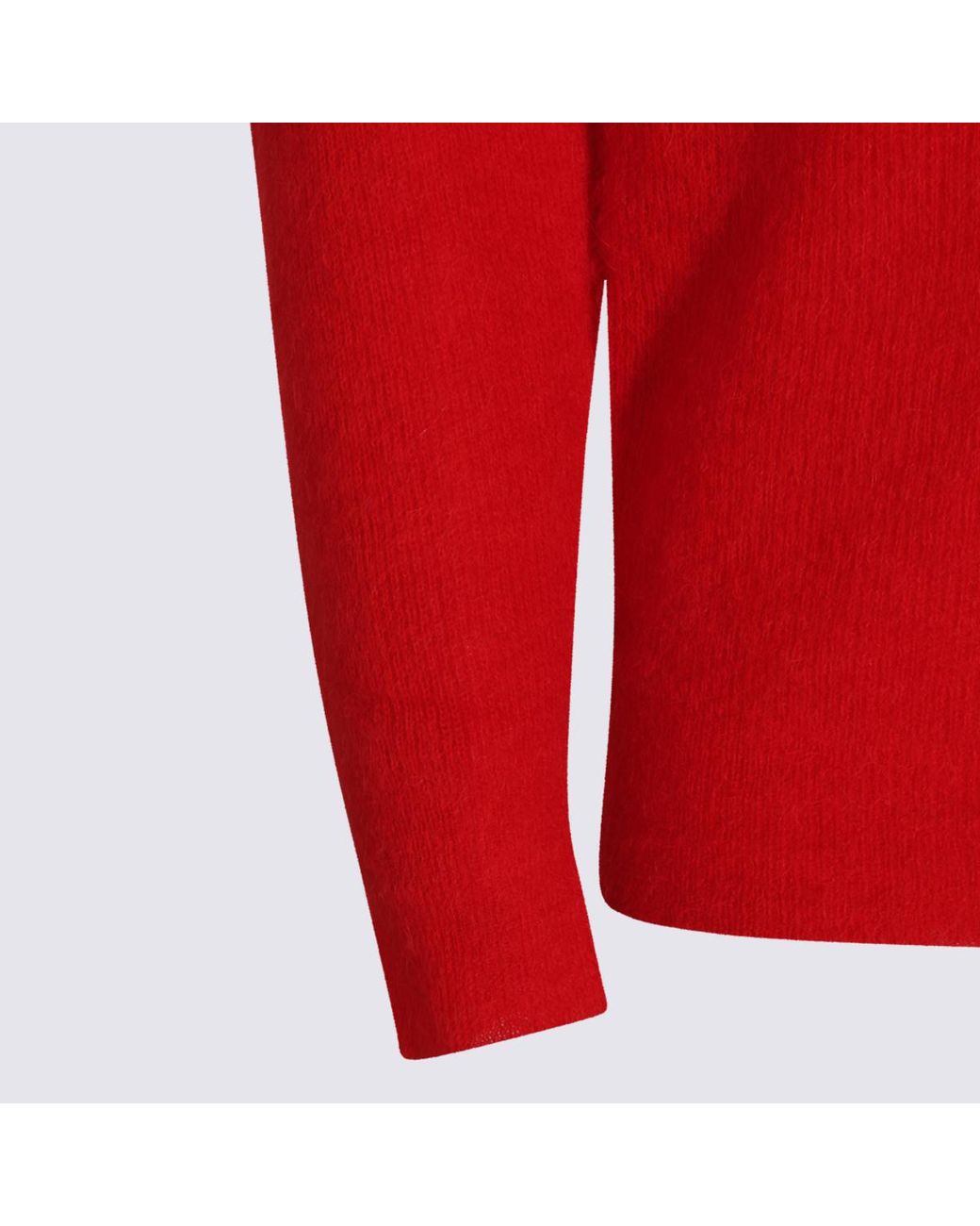 Auralee Red Sheer V-Neck Knitted Sweater for men