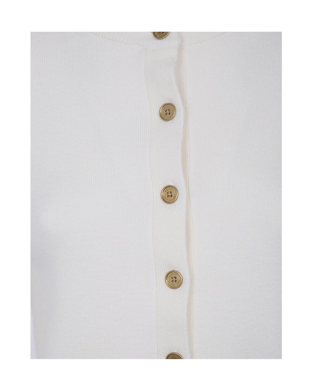 Michael Kors Blue Merino Rib Crewneck Cardigan
