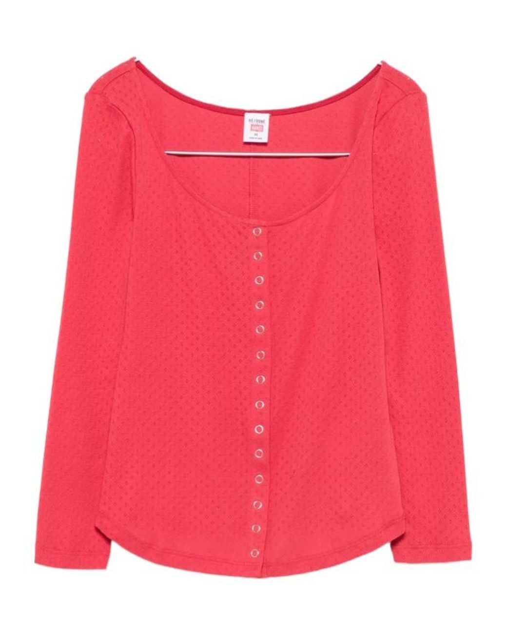 Re/done Red Crew-Neck Cardigan