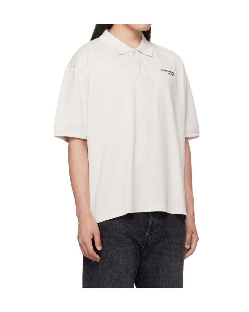 Acne White Short-Sleeved Polo Shirt for men